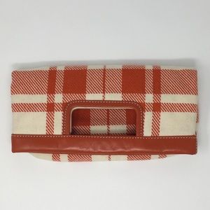Banana Republic Orange Plaid Envelope Clutch